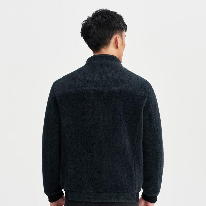 Men's Wool Blend Chenille Stand Collar Knit Jacket