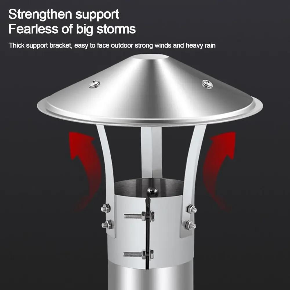 75-160mm Ventilated Rain Cap Stainless Steel Exterior Wall Air Outlet Stove Pipe Protector Cover Chimney Exhaust Hood Fireplaces