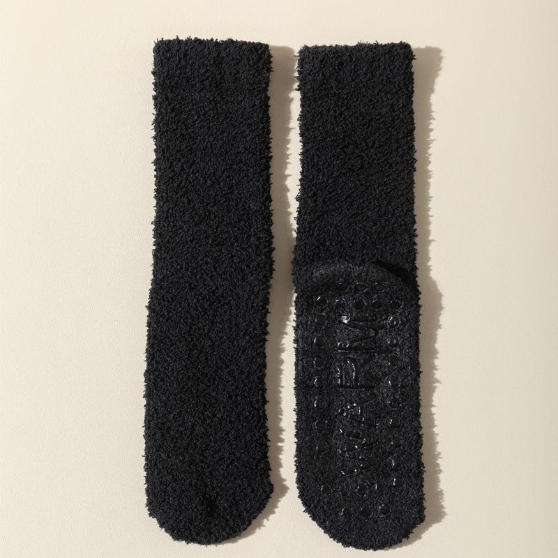 Coral Fleece Socks for Women, Warm and Non-freezing Feet In Autumn and Winter, Thick Anti-slip Socks with Fleece Silicone Soles