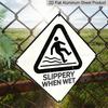2D Flat, 1pc - Vintage Metal Aluminum 2D Plane Warning Sign, Single Piece, Slippery Theme, In English, Wall-Mounted, Perfect for Safety Sign