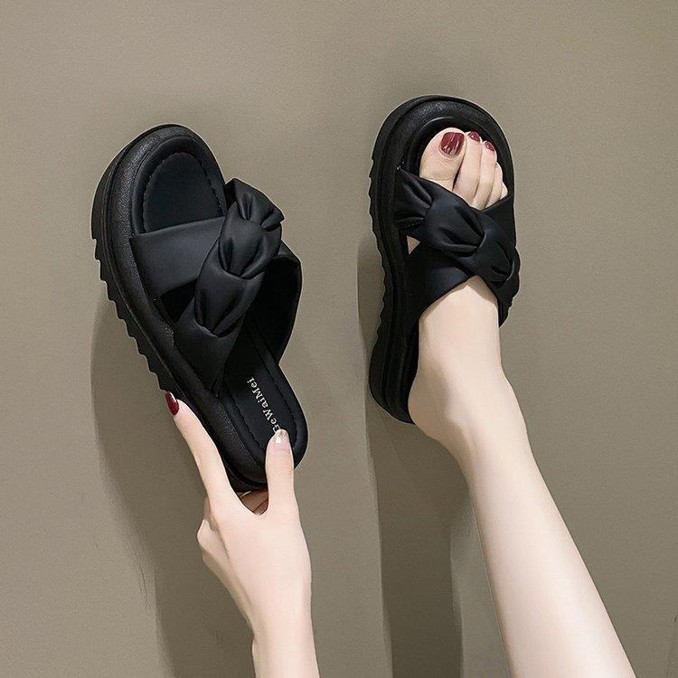 

Wind Sandals One-Word Casual Roman Sandals Slippers Women S Summer Wear Versatile Thick Soles 40 чорний