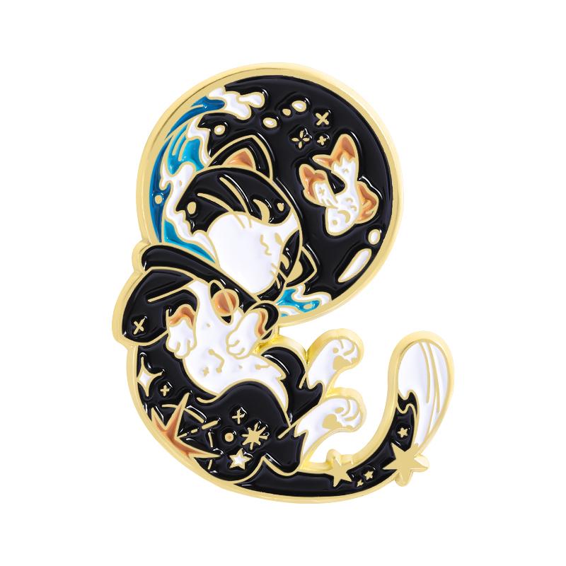 Astronaut Cats Enamel Pins Spacecat Starry Cosmonaut Brooches Lapel Badges Clothes Fun Animal Jewelry Gift for Kids Friends