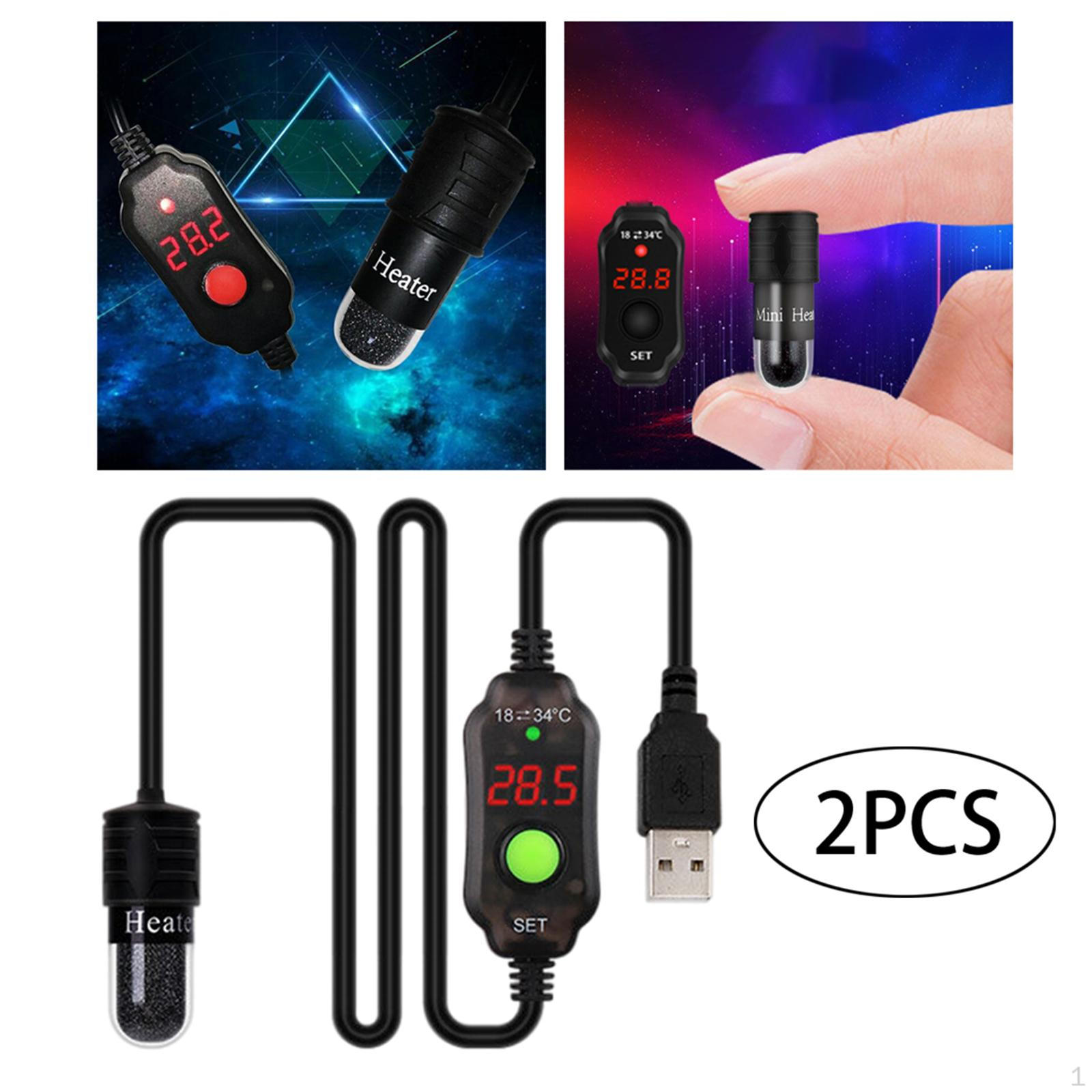 

2x Мини Нагреватель Погружной Обогреватель для Аквариума с Контроллером Температуры для Аквариума