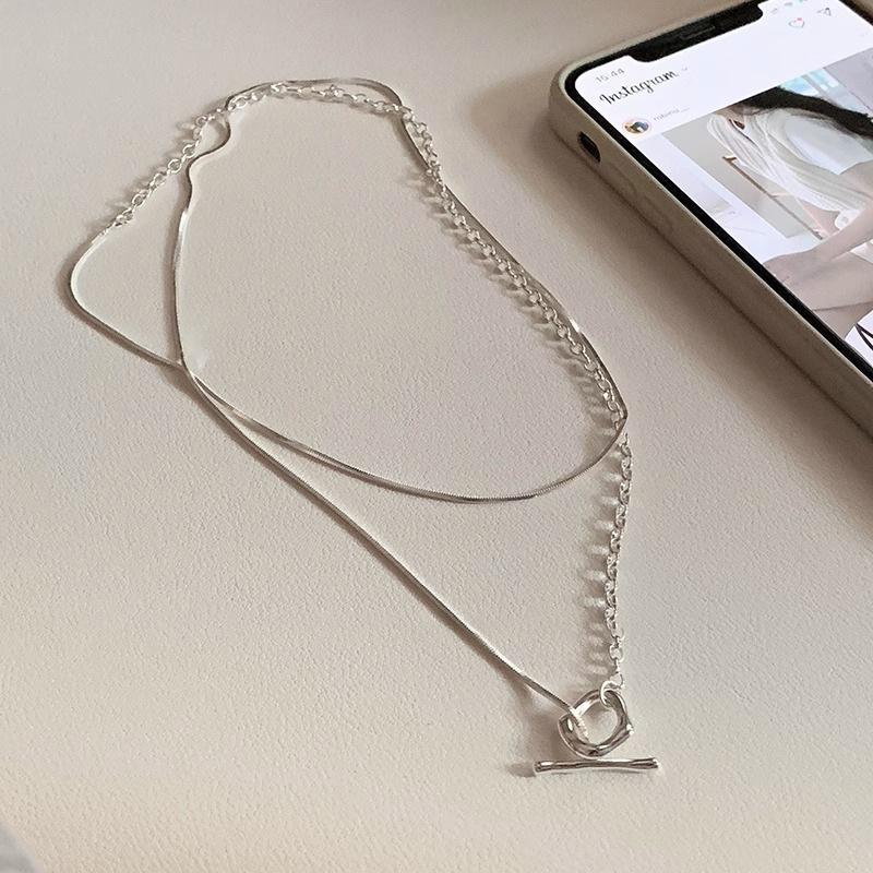 Women Minimalist Luxury Multilayer Double Ot Clavicle Chain Necklace