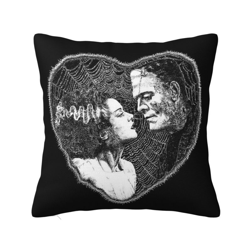 Custom Bride Of Frankenstein Cushion Cover Soft Science Fiction Horror Film Pillow for Sofa Square Pillowcase Living Room 30x30cm 12x12in