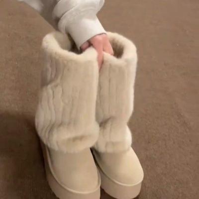Hot Platform Cold Winter Snow Boots Trendy Flock Fur Mid-Calf Boots Wedges Women Shoes Comfy Warm Boots Comfortable Winter