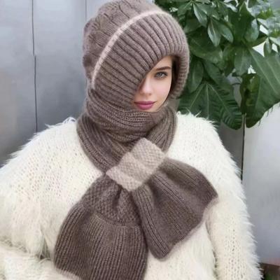 Zimowy Zestaw Czapki i Szalika Duży Obwód Głowy Elastyczny Ciepły Czapka do Jazdy na Rowerze Aktywności na Świeżym Powietrzu Podróże Nakrycie Głowy