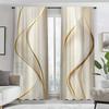 2pcs -Golden S-shaped lines print curtains, pole bag curtains, home decoration, room decoration