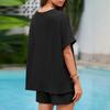 Women's Summer Color Casual Suit Oversized Short Sleeve T-shirt Drawstring Shorts Sportswear
