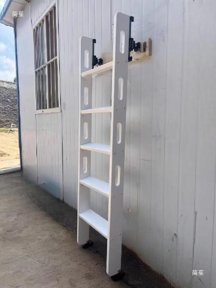 Solid Wood Wall-Leaning Folding Ladder: Multi-functional Telescopic Loft Staircase
