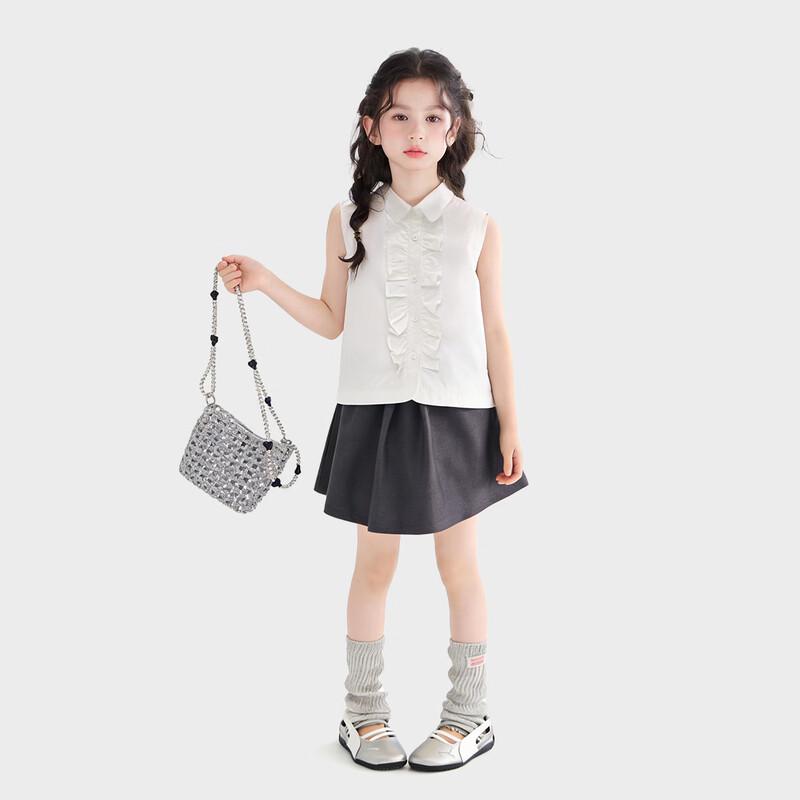 Girl's School Style Bow Skirt Set