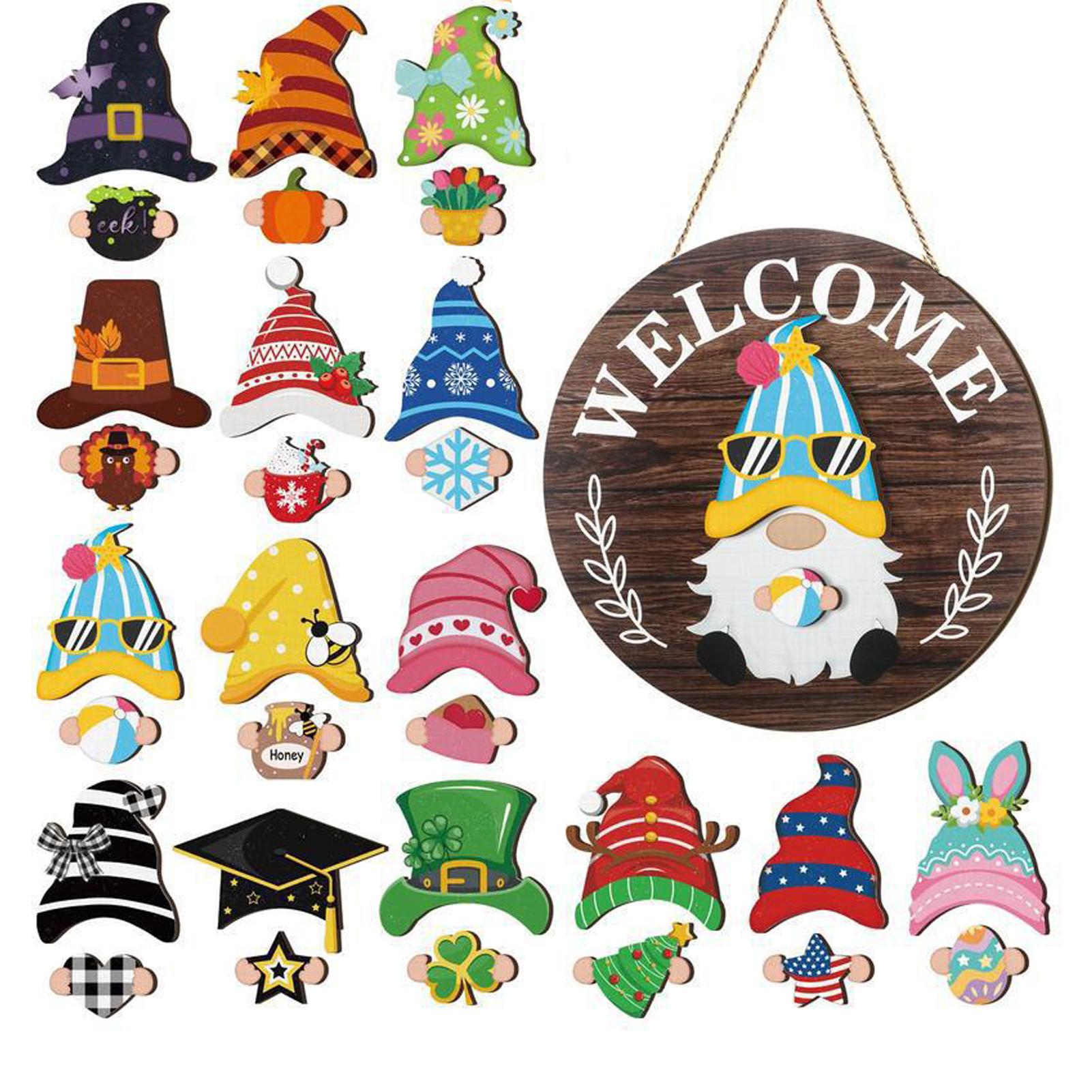 

Хэллоуинский Гном Приветственный Знак Многоцелевой Гном Деревянный Знак Креативная Деревянная Декоративная Табличка для Входных Дверей Крыльца Настенный Декор