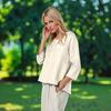 Women's O-Neck 3/4 Sleeve Solid Color Top T-shirt