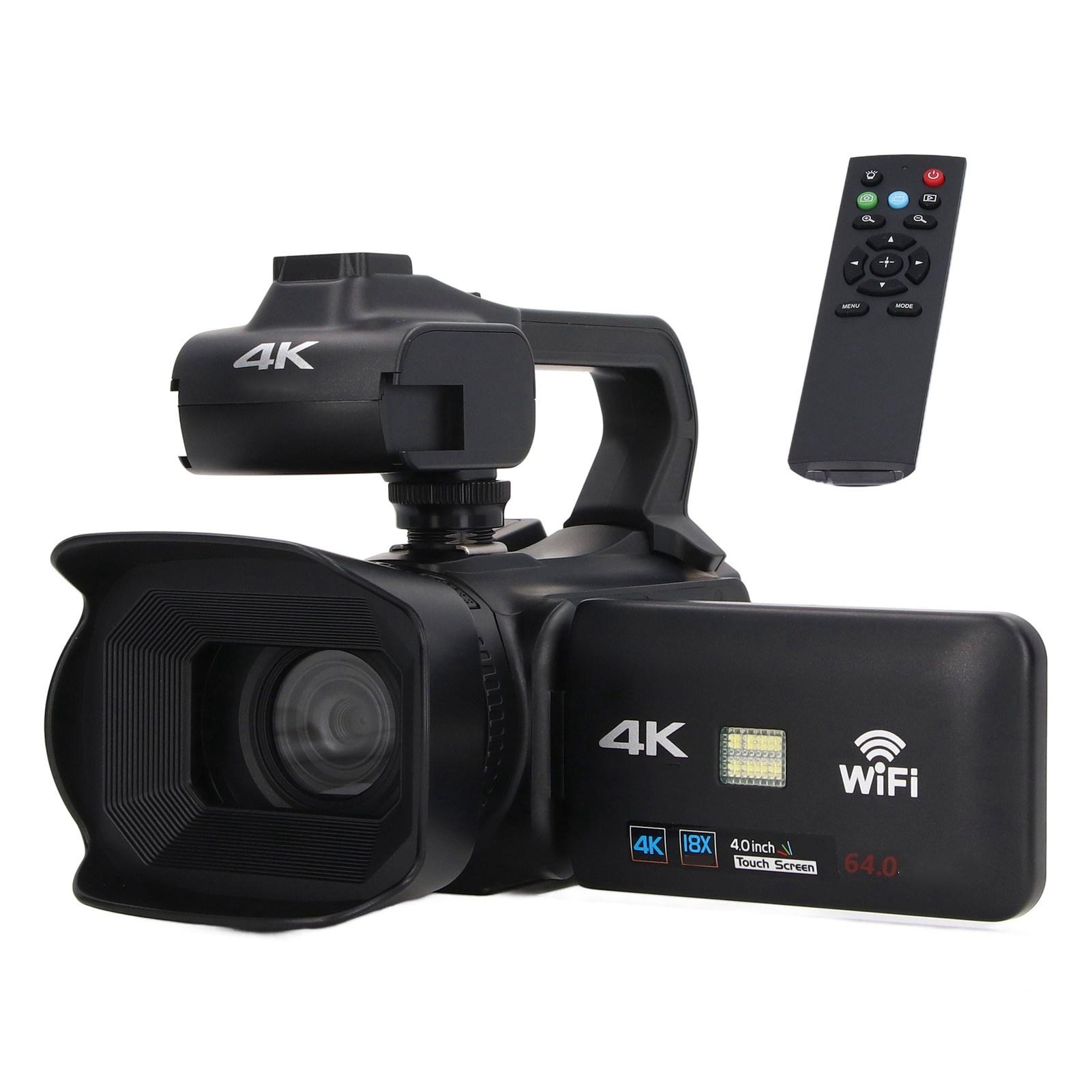 

4K Video Camera Camcorder 18X Digital Zoom 4.0in Touch Screen WiFi Vlog Cameras with Microphone