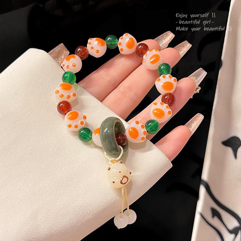"Elegant Women's Pearl, Obsidian, and Crystal Bracelet - Chinese Ancient Style"