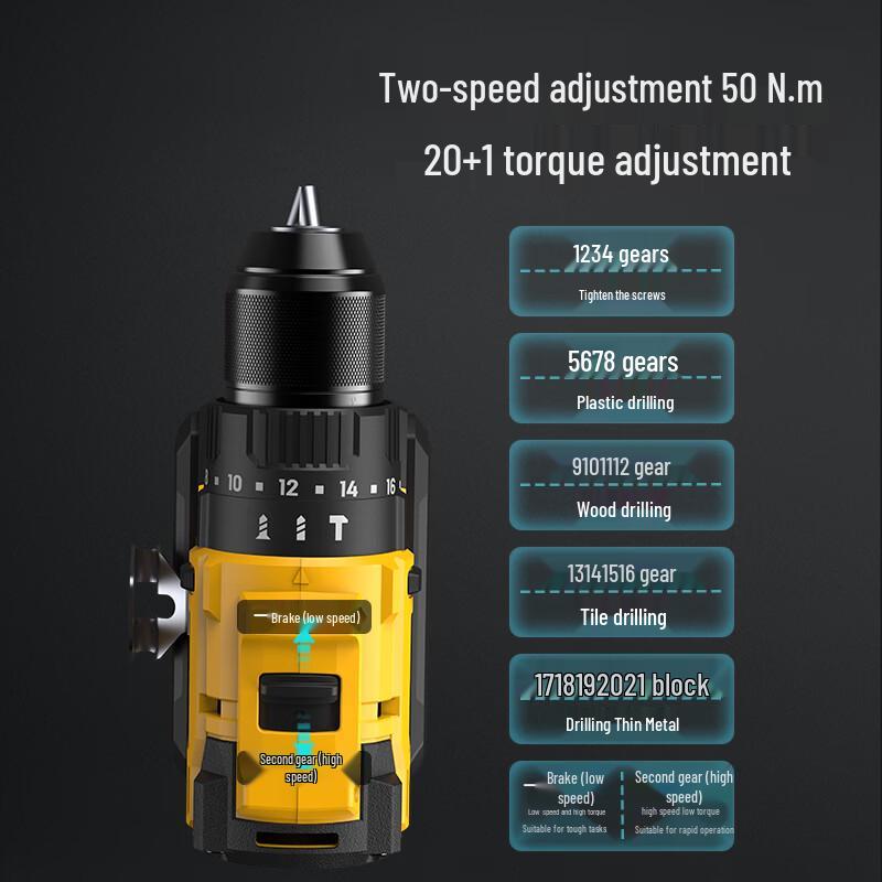 Deli 20V Cordless Brushless Impact Drill Driver CN Plug (adapter Included)