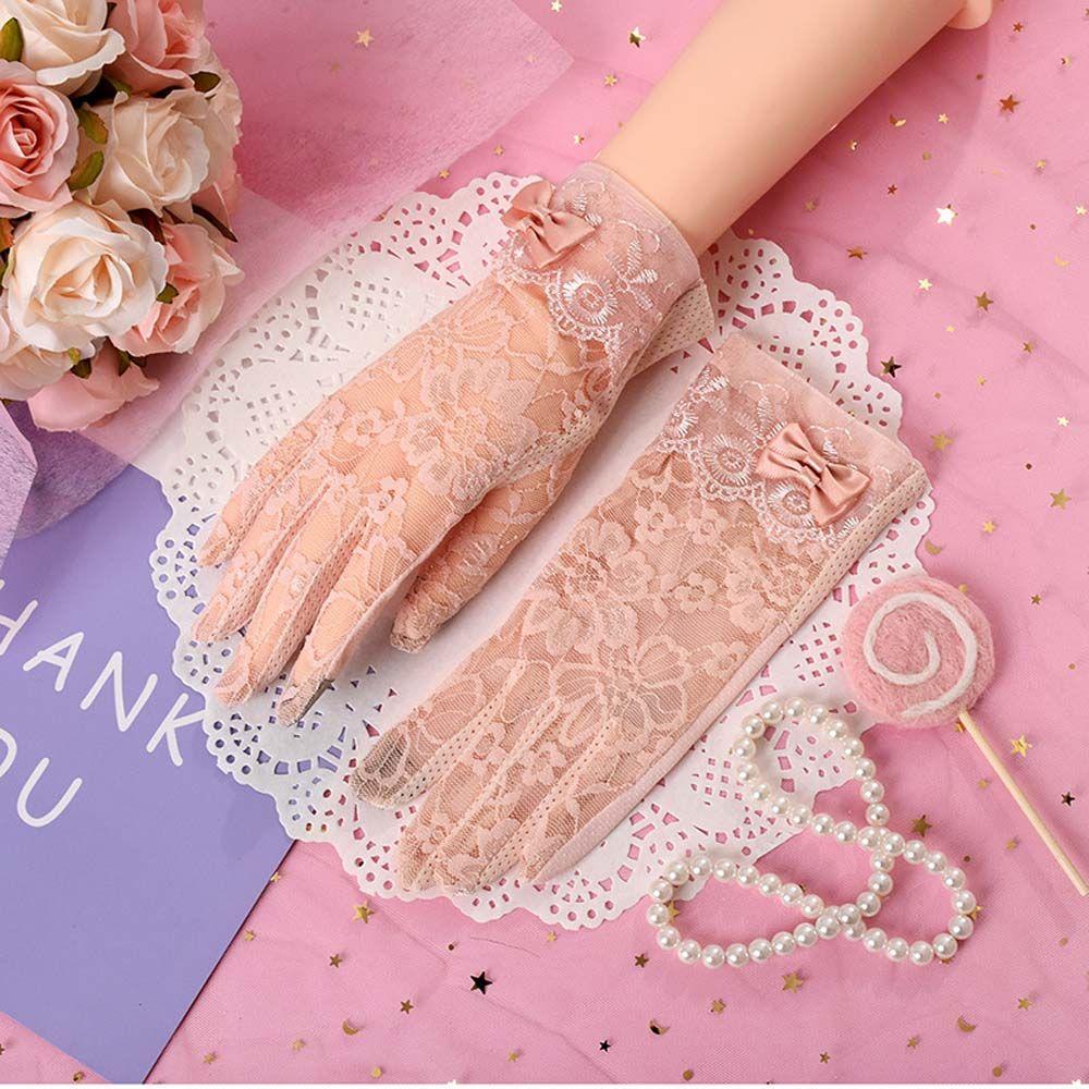 Driving Flower Lace Summer Lady Five Fingers Mitts Lace Mitten Thin Gloves  Mittens