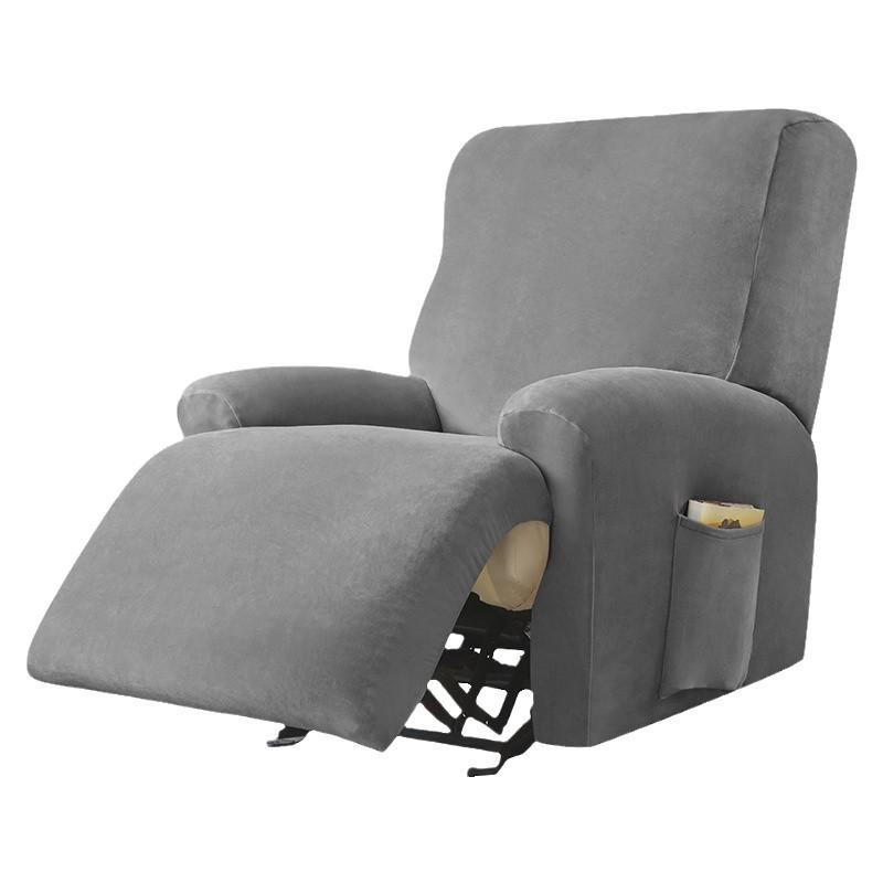 Silver Fox Velvet Solid Color Split Chivas Sofa Cover Elastic Chair Cover All-inclusive Velvet Massage Recliner Protective Chair Cover for Home