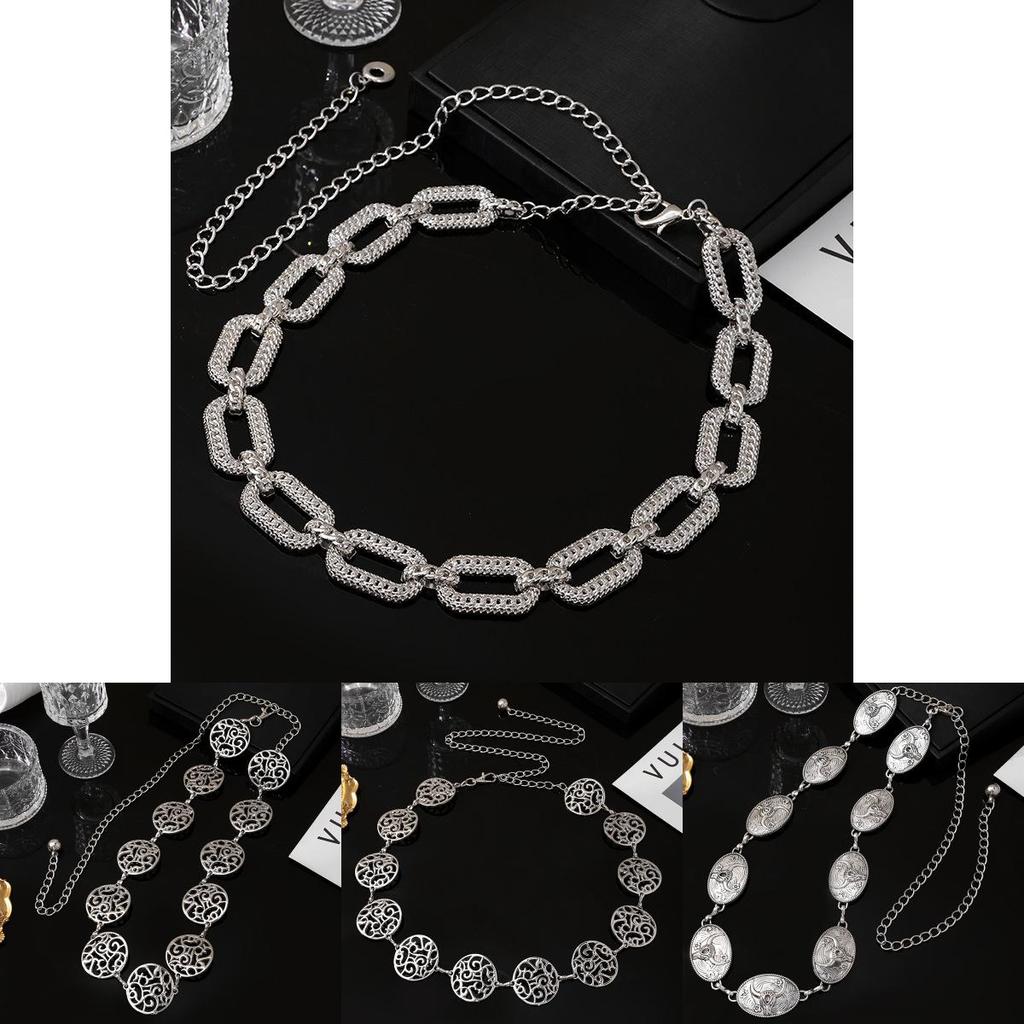 Ethnic Style Metal Waist Chain With Geometric Cutouts For Women Festival Wear