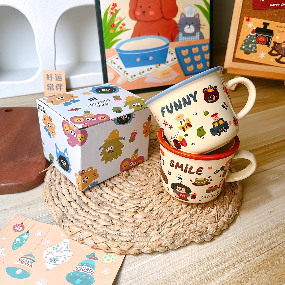 Cartoon Cute Bear Ceramic Cup Mug Breakfast Cup Gift Ceramic Home Birthday Full Moon Souvenir