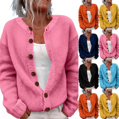 Women's Color Cardigan Loose Fit Knit Sweater Jacket for Everyday Wear