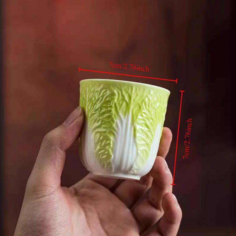 Sheep Jade Porcelain Cabbage Cup Pak Choi Cup Kung Fu Tea Cup Set Household Tea Cup Ceramic Creative Tea Set Fitting Small Size