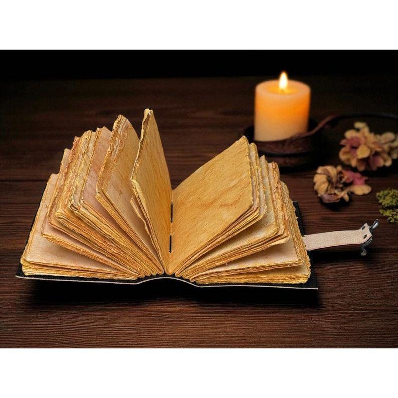 Grimoire Vintage Mushroom leather journal, Handmade Antique Deckle Edge Paper Spell Book of Shadows Journal for gifts