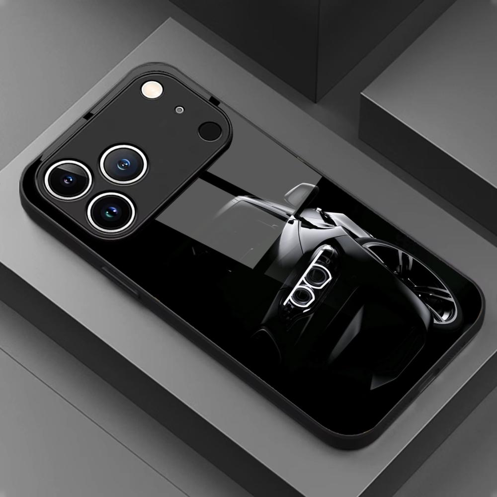Edgy Sports Car Headlight Glass phone case mobile phones for iphone 17 pro max cover for iPhone 17 16 15 14 13 12 11pm Pro Plus