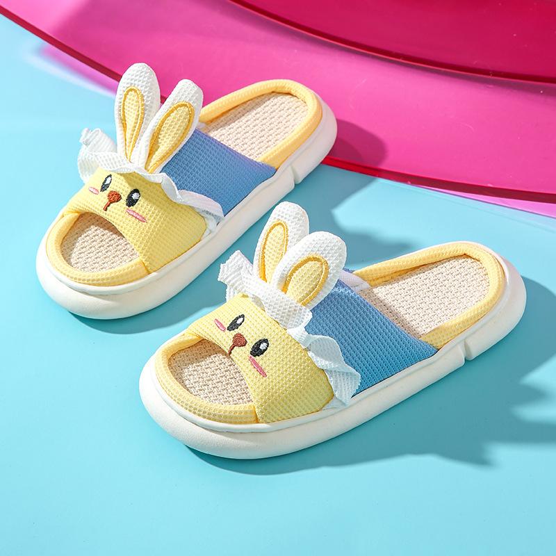 

Linen slippers women s four-season drag breathable thick bottom princess on the run outside wear home silent non-slip cute cartoon slippers 40-41 Suitable for 39-40