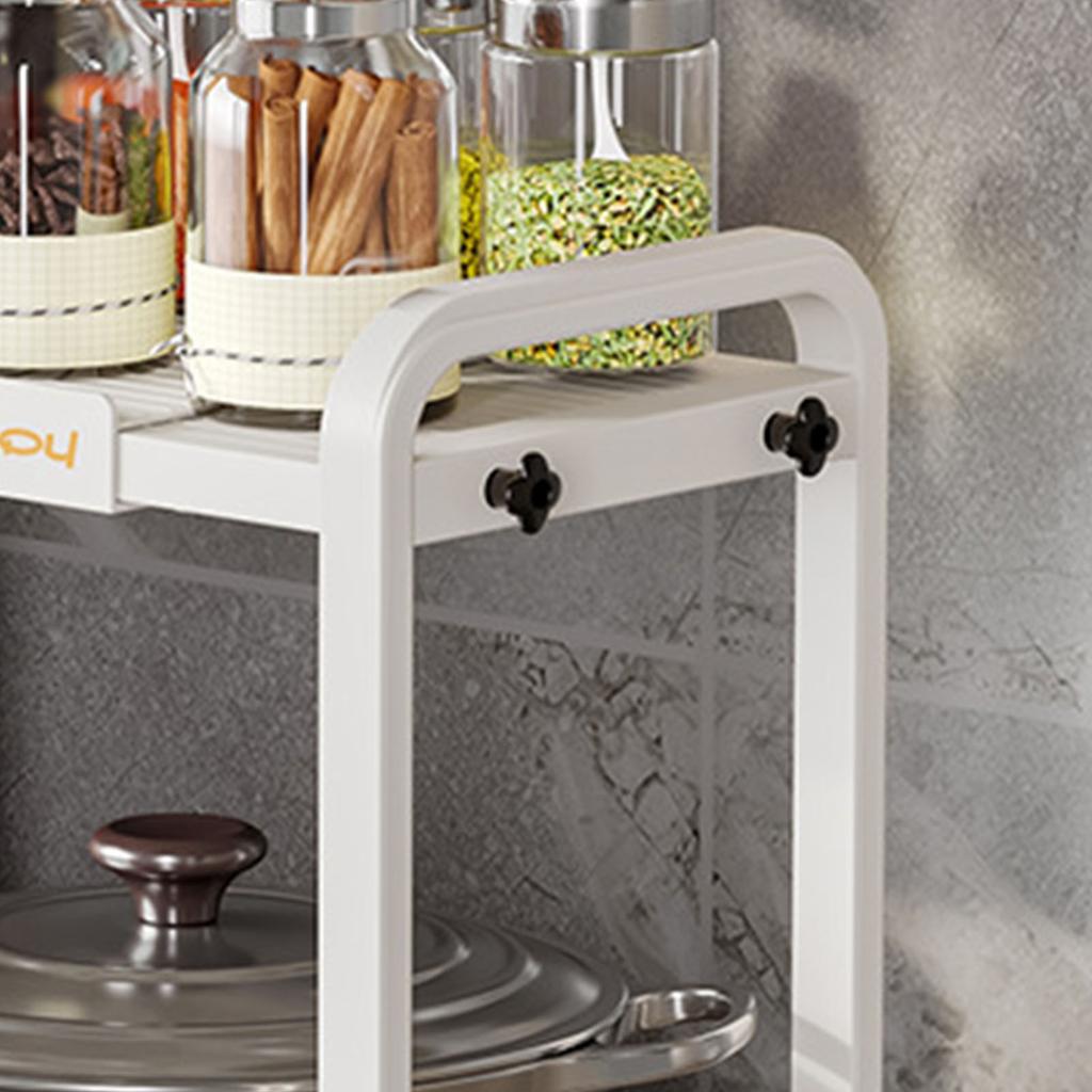 Tabletop Kitchen Storage Rack White Plastic Double Layers Telescopic Kitchen Shelf Organizer for