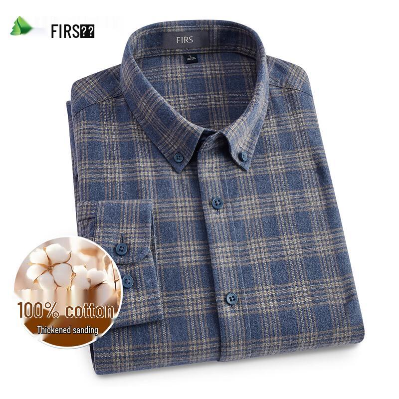 Cămașă de flanelă în carouri 100% bumbac pentru bărbați FIRS