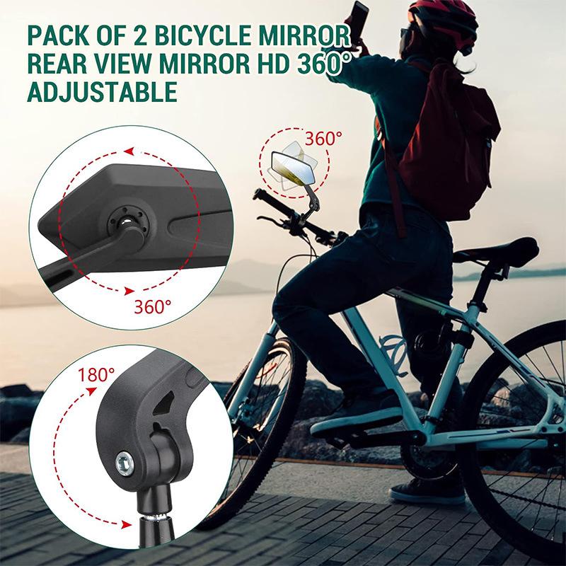 2 PCS 360-Degree Rotation Adjustable Foldable Side Mirror for Motorcycles ATV UTV Dirt Bikes Beach Rides