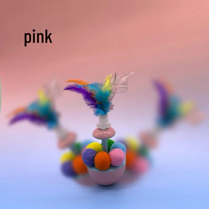 Self-Amusement Cat Toy: Feather Ball, Roly-Poly, Scratch & Bite Resistant, Teaser Stick for Kittens Cat Toy