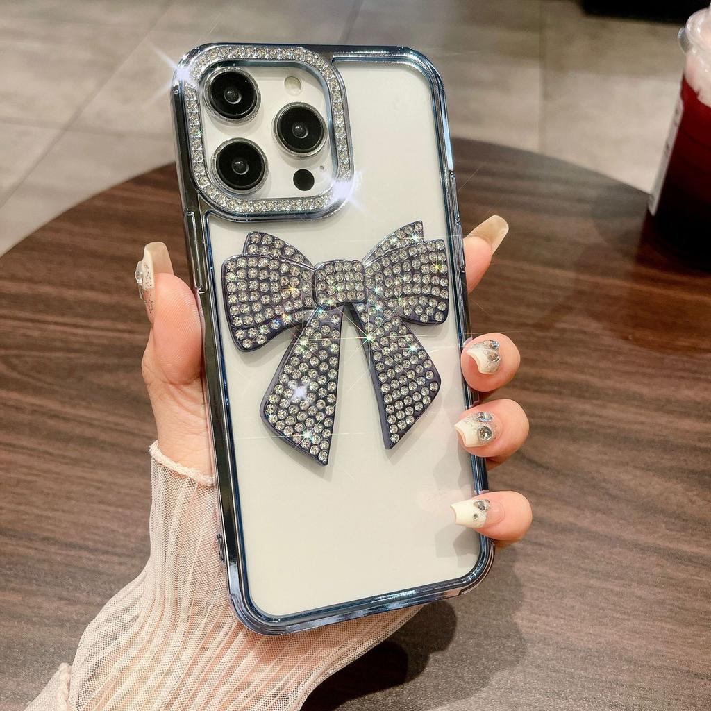 For IPhone 15 Electroplated Butterfly Crystal Diamond Phone Case for Apple 14 Gradient Feather 13 Luxury Protective Case for Women