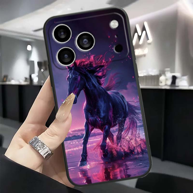 Cartoon Anime Animals Phone Case For Apple iPhone 17 16 16E 15 14 13 12 11 Pro Max Plus Black Soft Silicone