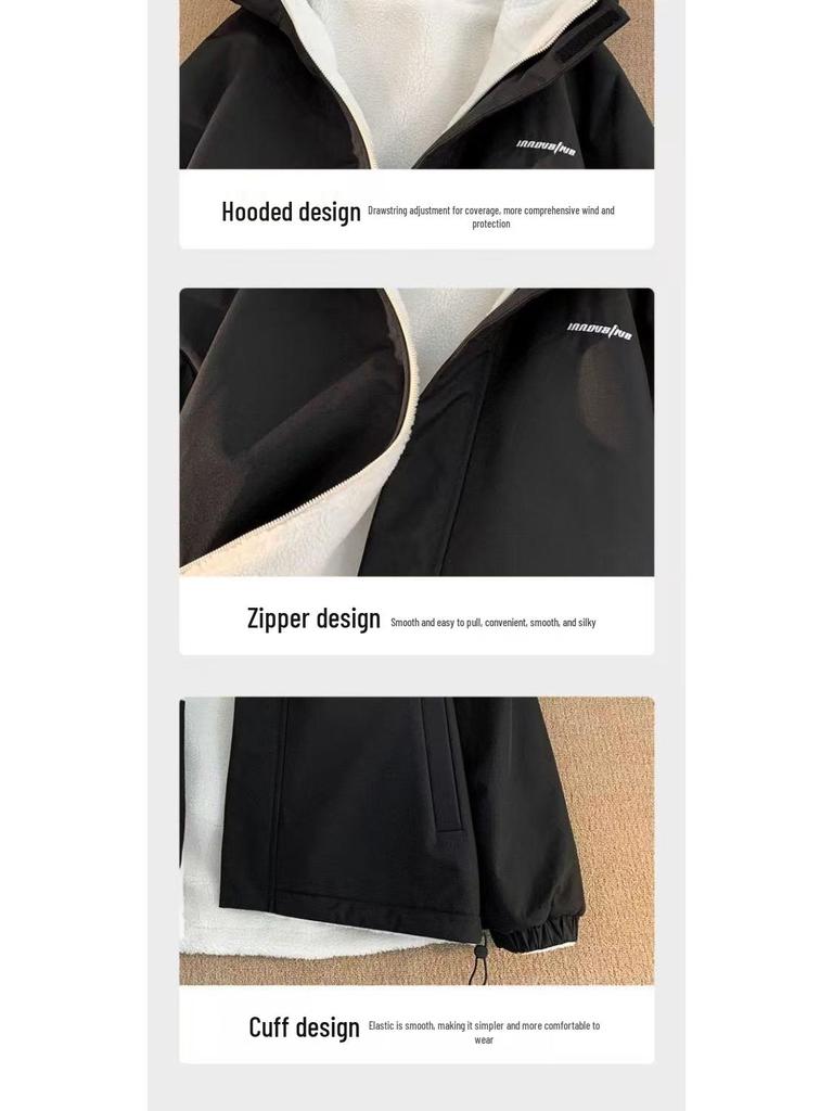 Men's Trendy Cotton Jacket with Lamb Fleece - 2025 New Fall/Winter Double-Sided Thickened Coat