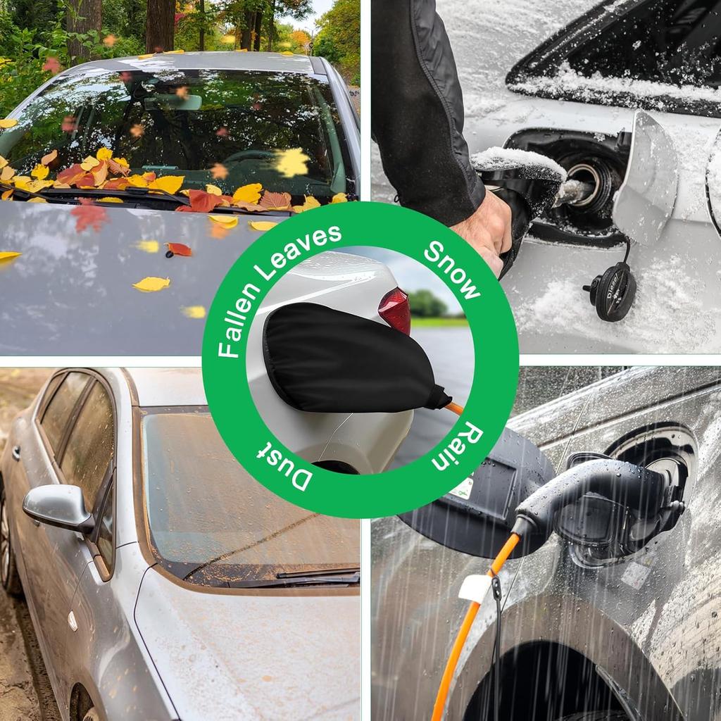 EV Charger Port Cover,Magnetic Adsorption Electric Car Charging Port Cover,Snow Sun Protection Waterproof Rainproof External Charger Cover Fit for