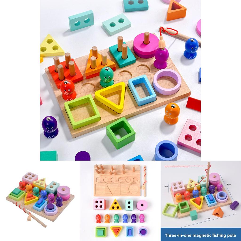 Wooden Magnetic Fish Toy Set For Toddler Early Education And Shape Recognition