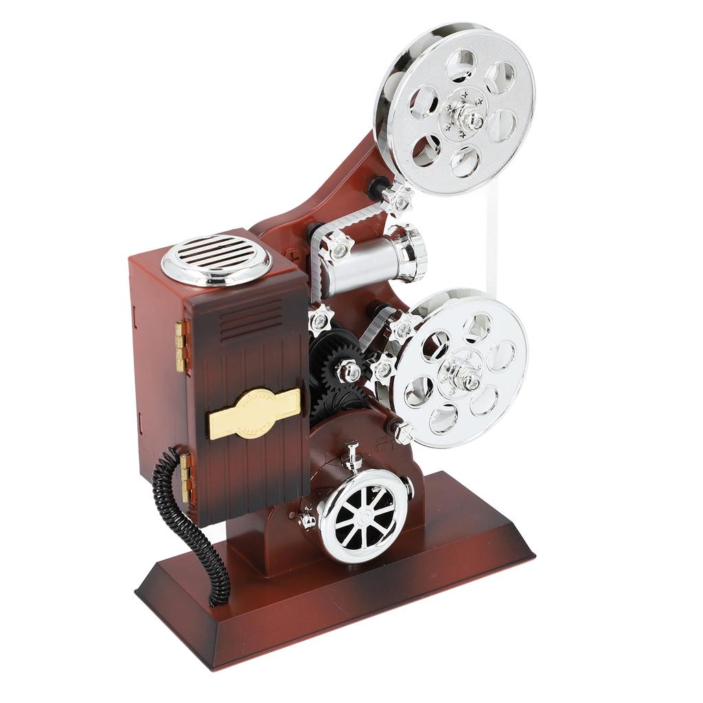 Vintage Movie Film Projector Music Box ABS Antique Wind Up Music Box for Movie Theater Home Study Room Office Table