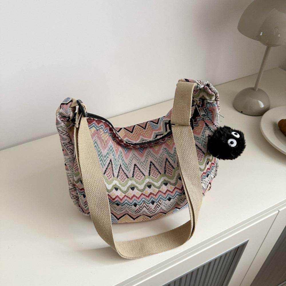 Large Capacity Canvas Bag Trendy Retro Shoulder Bag Casual Commuting Bag Party