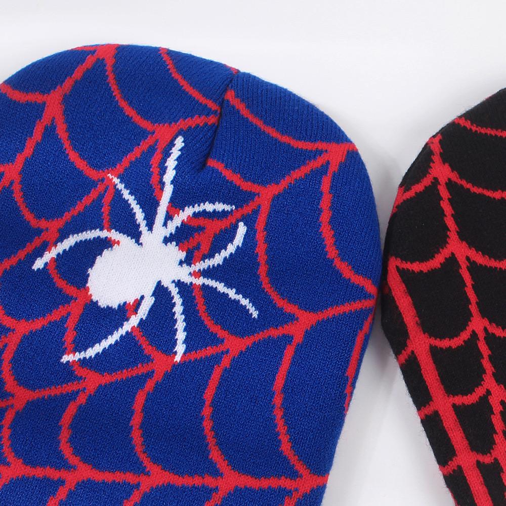 Autumn Winter Hip-hop Spider Web Knit Hat European American Style Unisex Warm Ear Protection Outdoor Wool Cap Black Blue