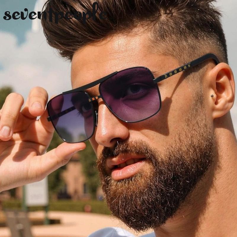 Vintage Square Sunglasses Men Luxury Brand Designer Metal Frames Sun Glasses for Male Fashion Rectangular Sunglass Gafas De Sol
