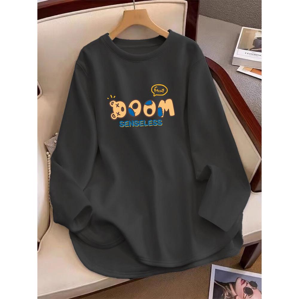 

Women s Velvet Loose Slimming Long Sleeve Sweatshirt - Trendy Spring/Autumn Base Shirt M