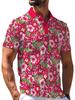 [Printed Design – Not Textured] Rose Red Collar, Rose Pink Morning Glory All-Over Print Men's Short Sleeve Polo Shirt