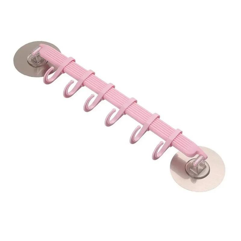 

2 шт. Синий Белый Розовый Крючок на присоске 6 рядов для кухни ванной угла подвесной без следов крючок-вешалка 2pcs розовый