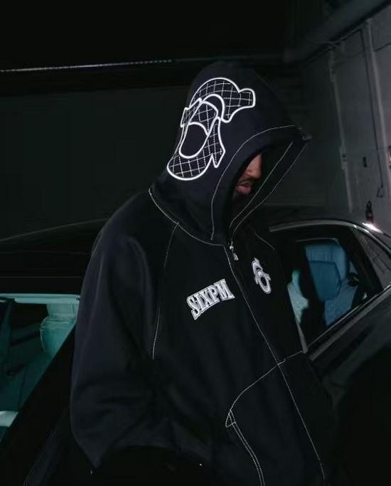 American Trend Unisex Fleece-Lined Streetwear Hoodie with Embroidered Logo - Loose Fit Zipper Jacket for Autumn/Winter