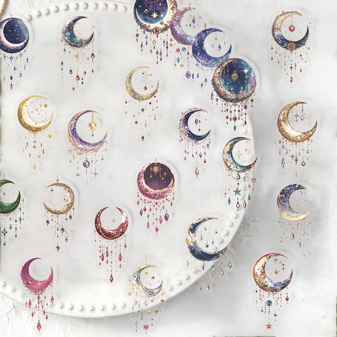 50 Transparent Cartoon Dreamy Galaxy Sticker Pack Waterproof Transparent PET Manual Material Decorative Guitar Notebook