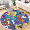 1PC PawPrints Pets Office Round Area Rug,  Mat Suitable ForOffice, Under Office Chairs Bedroom Living Room Home Decor, Room Deco