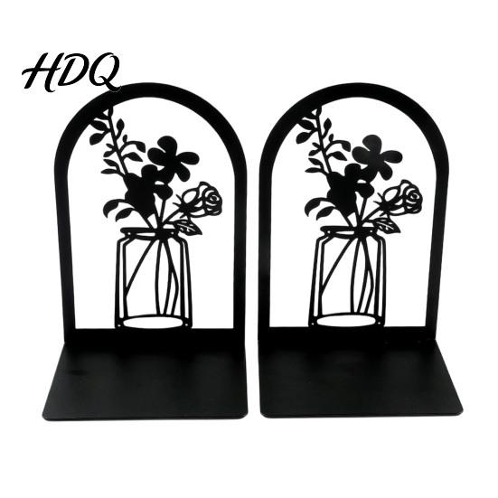Sturdy Book Support 1 Pair Flower Metal Bookends Decorative Vase Ends