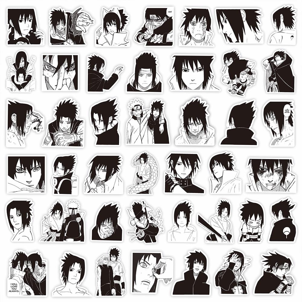 103070Pcs Cool Anime Naruto Uchiha Sasuke Stickers Cartoon Black And White Graffiti Sticker Diy Phone Stationery Laptop Decals